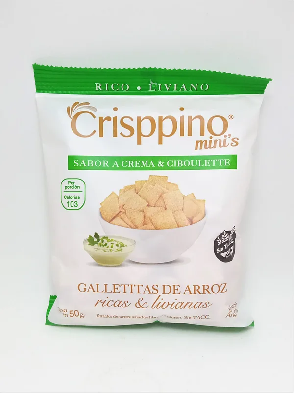Galletitas de Arroz Sabor Crema y Ciboulette (Crisppino)