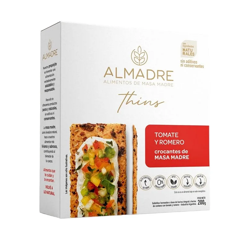 Snack Thins de Tomate y Romero x 200 gr (Almadre)