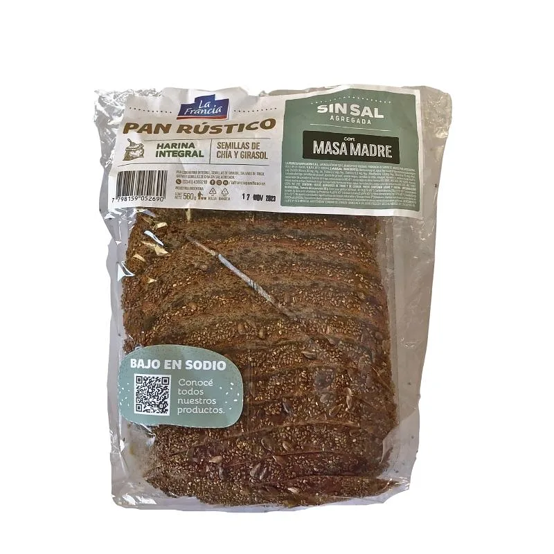 Pan Rustico Sin Sal x 560 gr (La Francia)