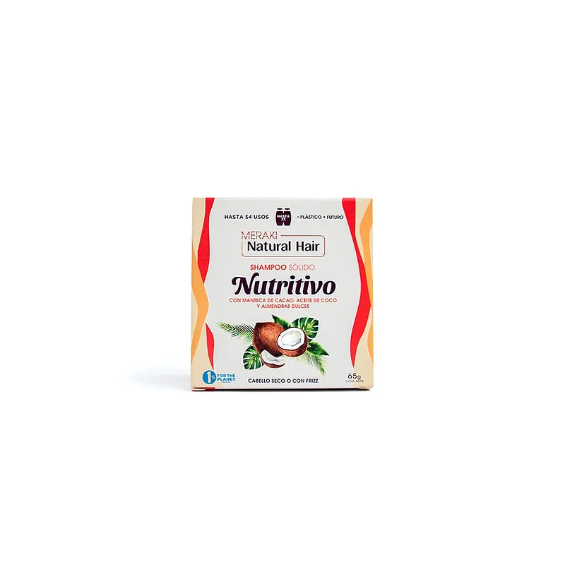 Shampoo Solido Nutritivo con Manteca de Cacao y Aceite de Coco x 65 gr (Meraki)