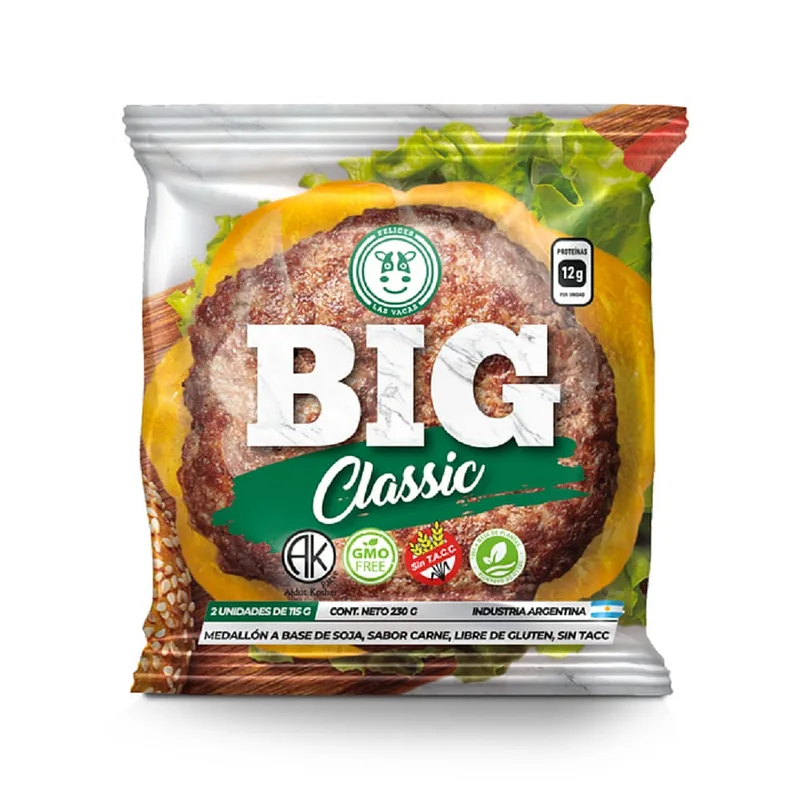 Hamburguesa Big Classic x 2 u x 230 gr (Felices Las Vacas)