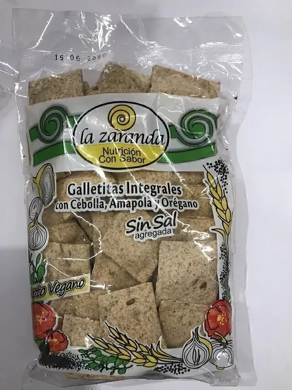 Galletitas Integrales sin Sal Cebolla y Oregano x 200 gr (La Zaranda)