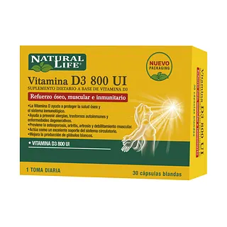 Vitamina D3 800 UI x 30 cap (Natural Life)