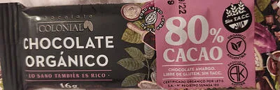 Chocolate Organico 80% Cacao x 16 gr (Colonial)