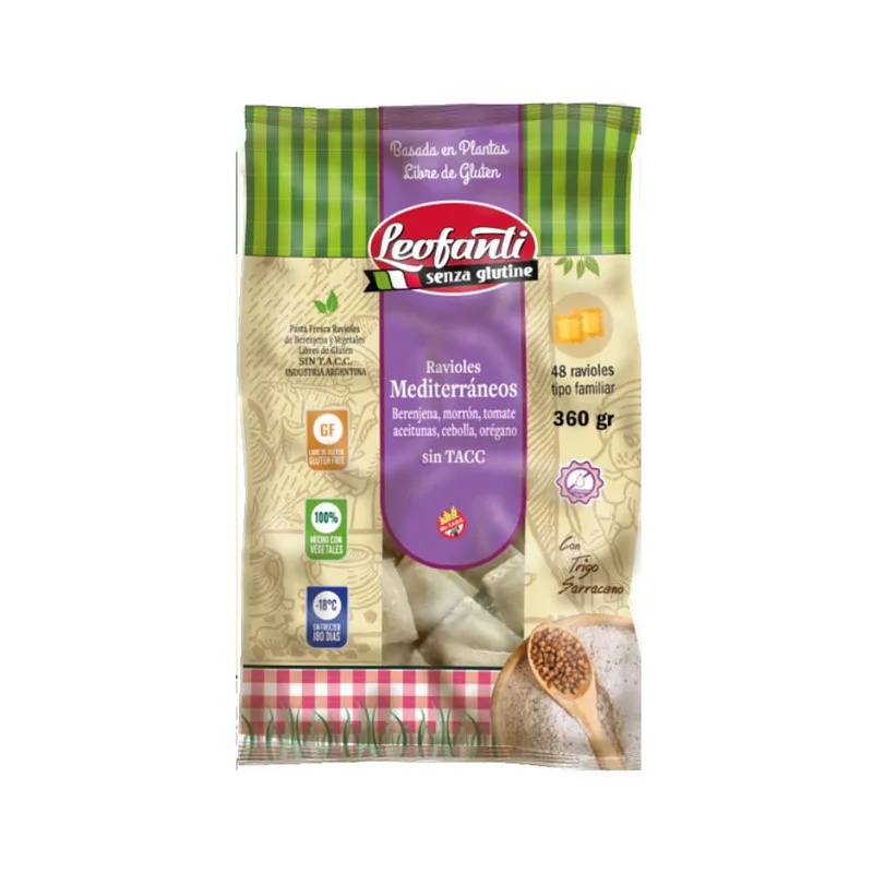 Ravioles Mediterraneos Sin TACC x 2 planchas (Leofanti)