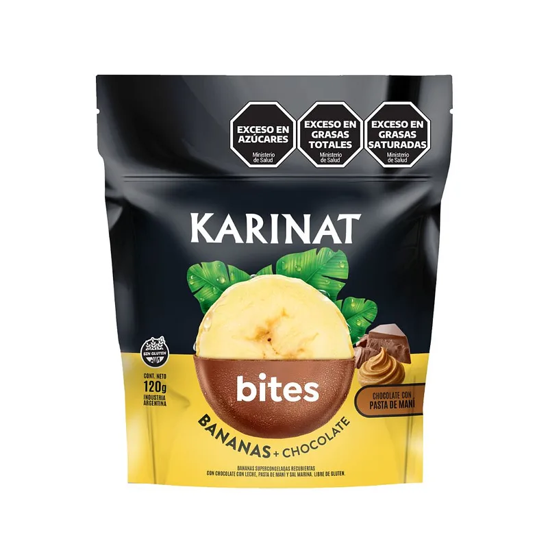 Bites de Bananas con Chocolate Pasta de Mani y Sal Marina x 120 gr (Karinat)