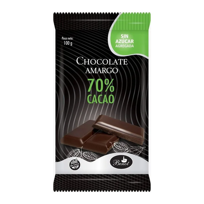 Chocolate Amargo 70% Cacao x 100 gr (Benot)