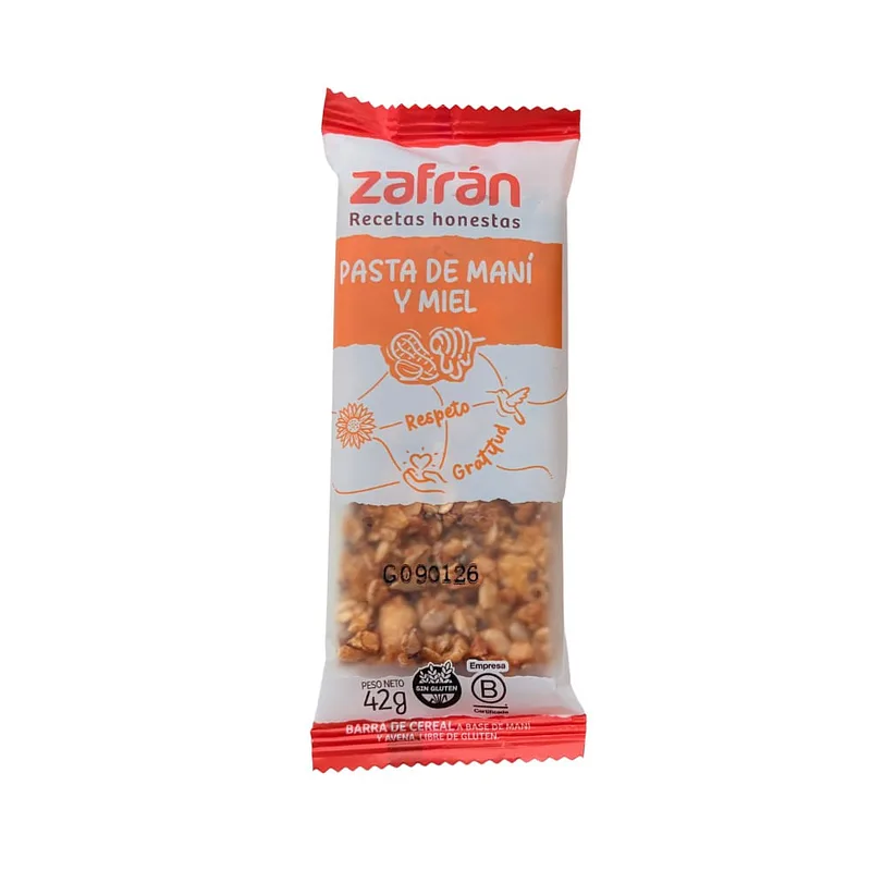 Barritas Pasta de Mani y Miel x 42 gr x 12 u (Zafran)