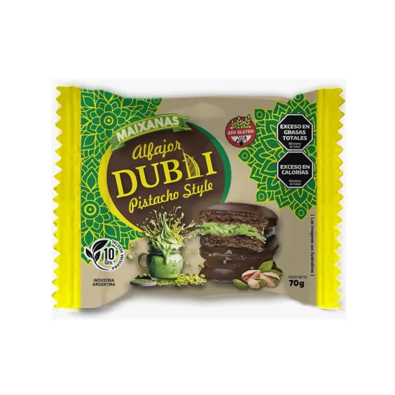 Alfajor Dubai Sabor Pistacho x 70 gr x 14 u (Maixanas)