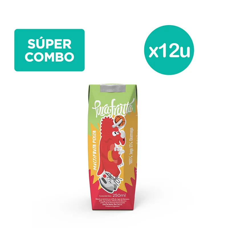 Jugo 100% Exprimido de Multifruta Kids x 250 ml x 9 u (Pura Frutta)