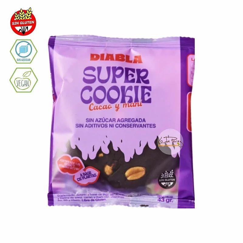 Super Cookie Cacao y Mani x 43 gr 5 u (Diabla)
