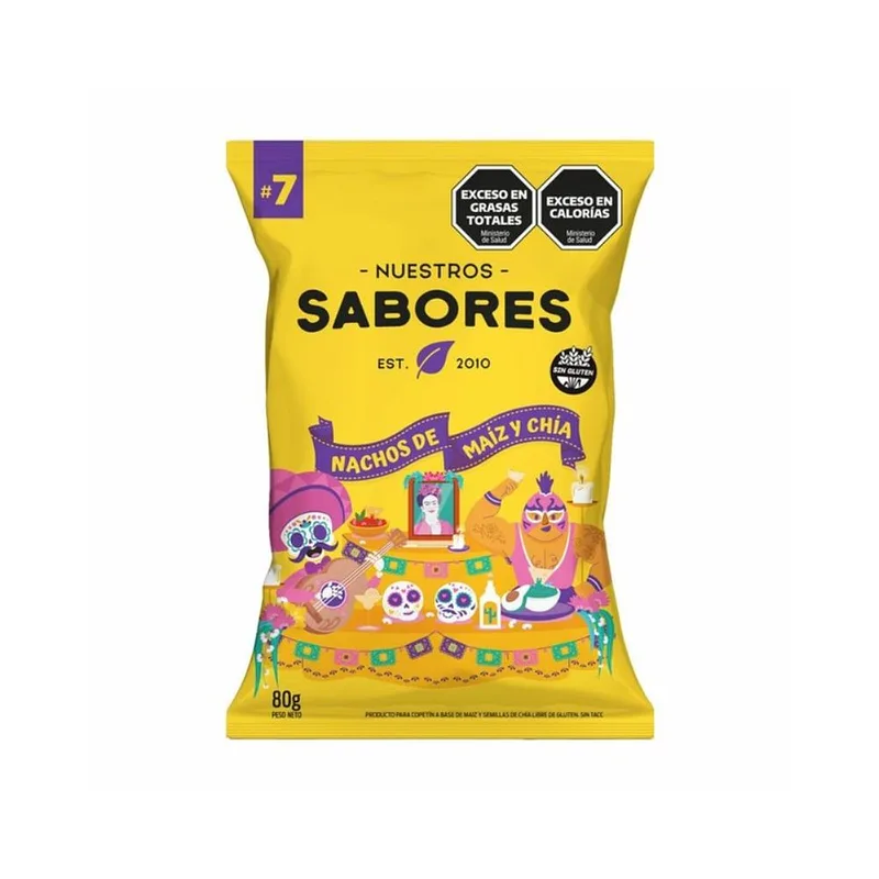 Tortilla Chips de Maiz y Chia x 80 gr (Nuestros Sabores)