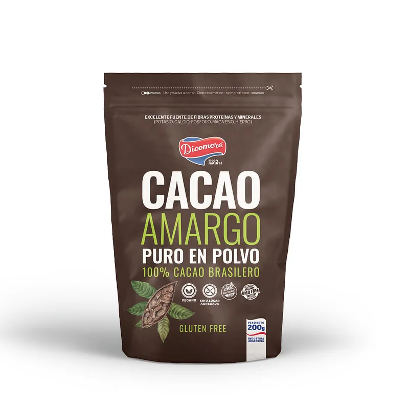 Cacao Amargo Puro en Polvo sin Tacc x 200 gr (Dicomere)