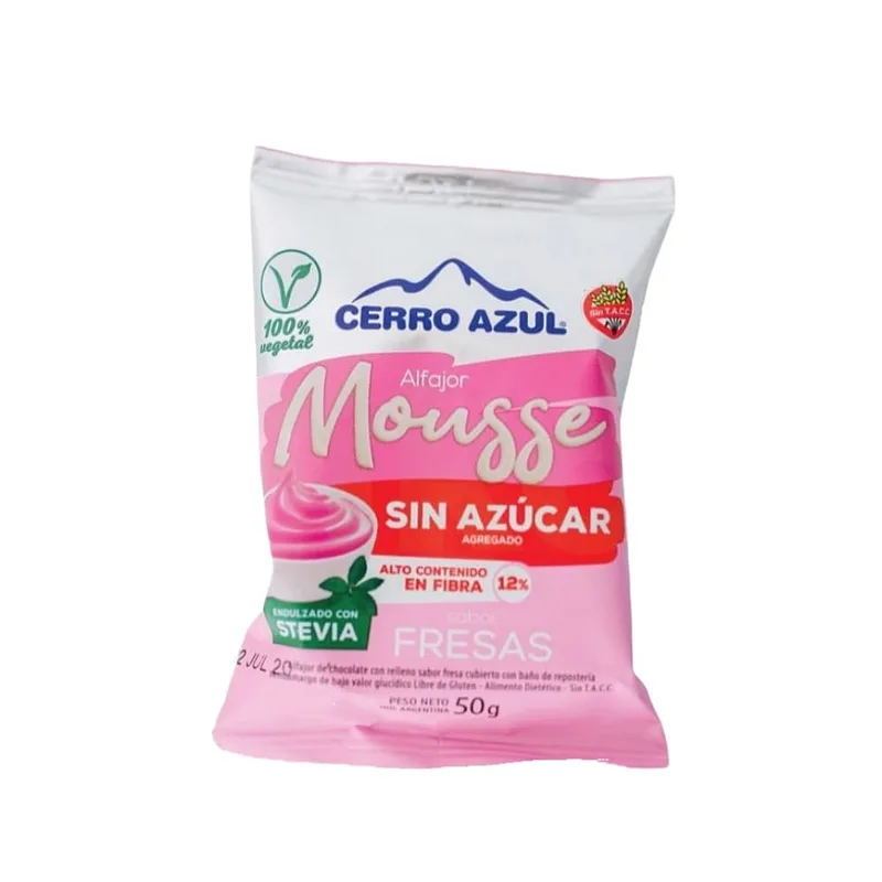 Alfajor de Mousse de Chocolate de Fresas (Cerro Azul)