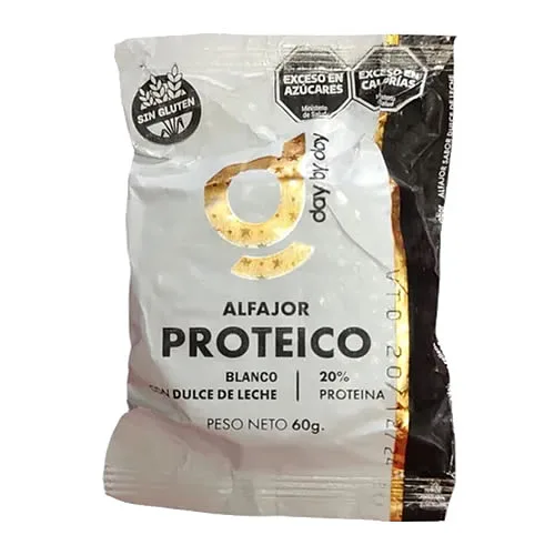 Alfajor Proteico Blanco con Dulce de Leche x 60 gr x 12 u (Day By Day)