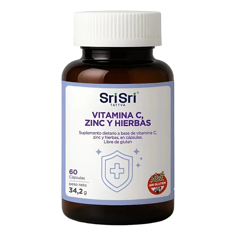 Vitamina C, Zinc y Hierbas x 60 cap (Sri Sri)