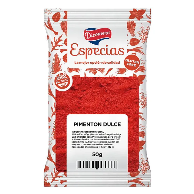 Pimenton Dulce Sin TACC Sobre x 50 gr Pack x 25 u (Dicomere)