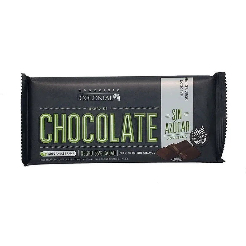Chocolate Sin Azucar x 10 u (Colonial)