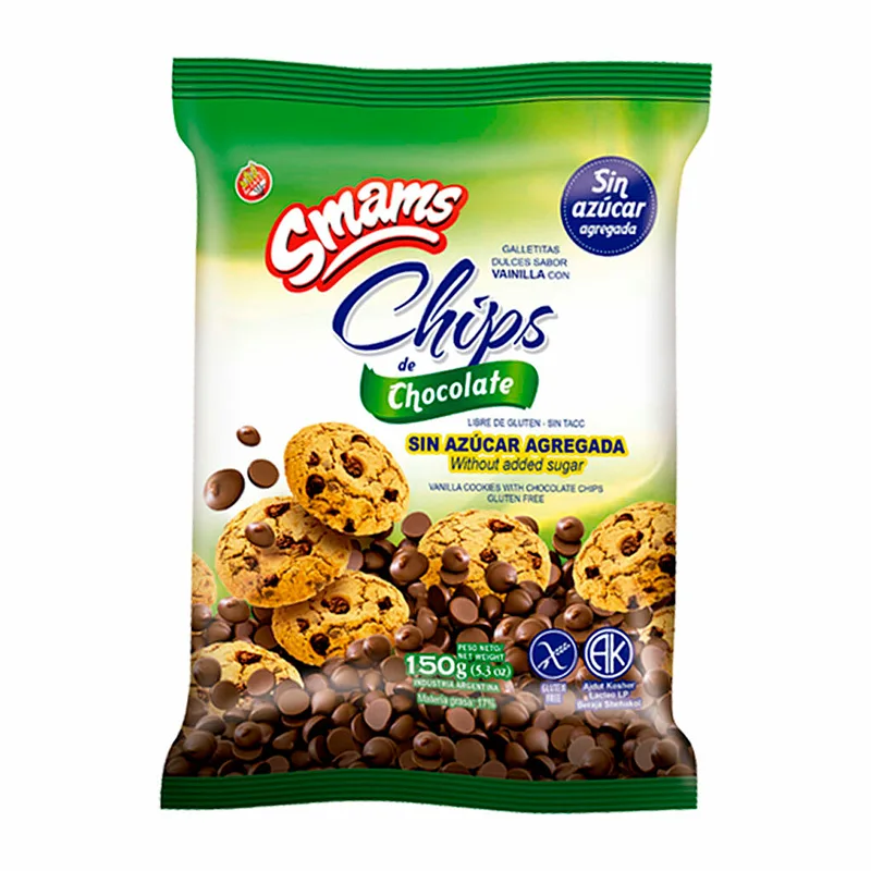 Polvoron Chips Chocolate sin Azucar sin Tacc (Smams)