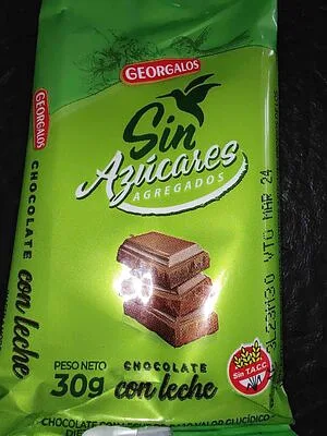 Chocolate con Leche Sin Azucar x 30 gr (Georgalos)