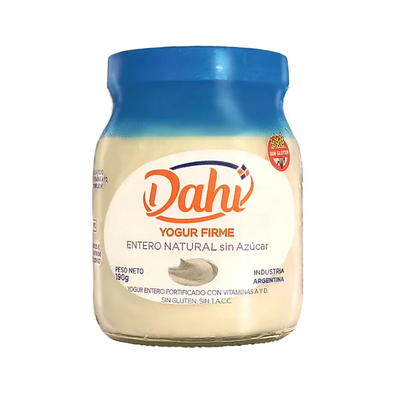 Yogur Firme Entero Natural Sin Azucar x 190 gr (Dahi)